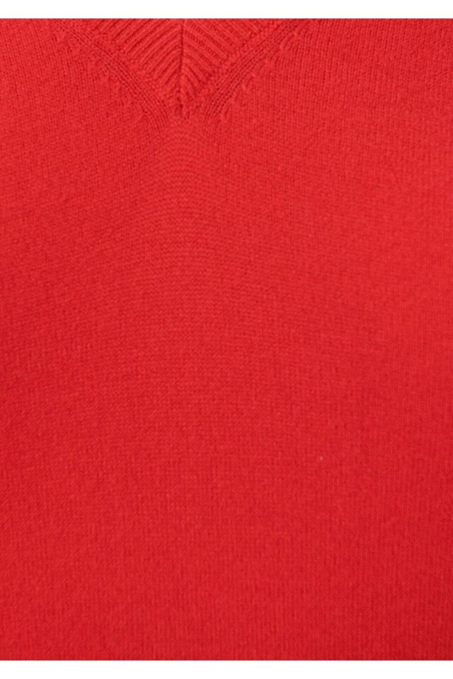 MAVİ KADIN V YAKA KAZAK Yanık Kırmızı 171346-70461