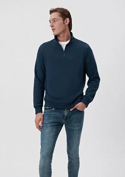 MAVİ ERKEK YARIM FERMUARLI SWEATSHIRT Gece Lacivert 0610908-70490