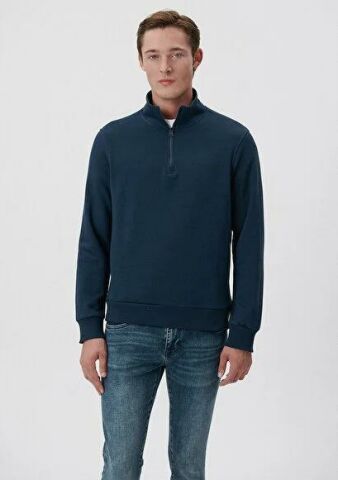 MAVİ ERKEK YARIM FERMUARLI SWEATSHIRT Gece Lacivert 0610908-70490