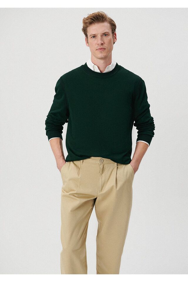 MAVİ ERKEK BİSİKLET YAKA KAZAK Koyu Yeşil 0710137-85370