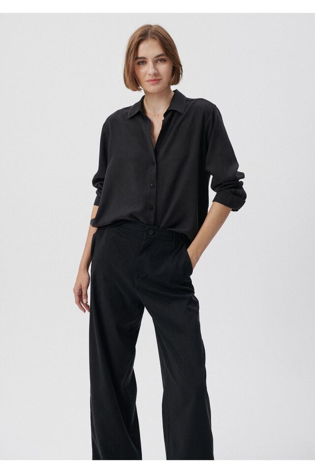 MAVİ KADIN UZUN KOLLU GÖMLEK Siyah 1210554-900