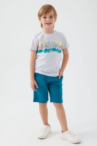 U.S. POLO ASSN. ERKEK ÇOCUK BERMUDA TAKIM US1341-4 KAR MELANJ - 7-8