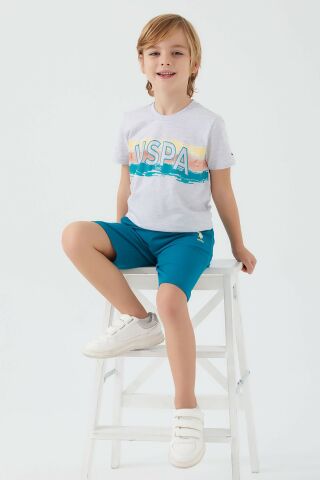 U.S. POLO ASSN. ERKEK ÇOCUK BERMUDA TAKIM US1341-4 KAR MELANJ - 5-6