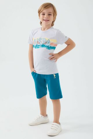 U.S. POLO ASSN. ERKEK ÇOCUK BERMUDA TAKIM US1341-4 KAR MELANJ - 5-6