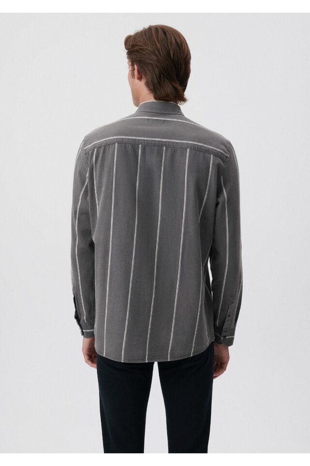 MAVİ ERKEK ÇİZGİLİ GÖMLEK Siyah 0210715-900