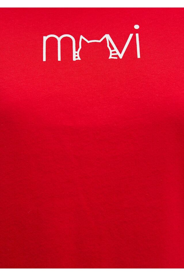 MAVİ KADIN MAVİ BASKILI TİŞÖRT ACI KIRMIZI 1613387-82054