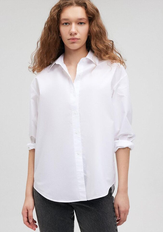 MAVİ KADIN UZUN KOLLU GÖMLEK Beyaz 1210691-620