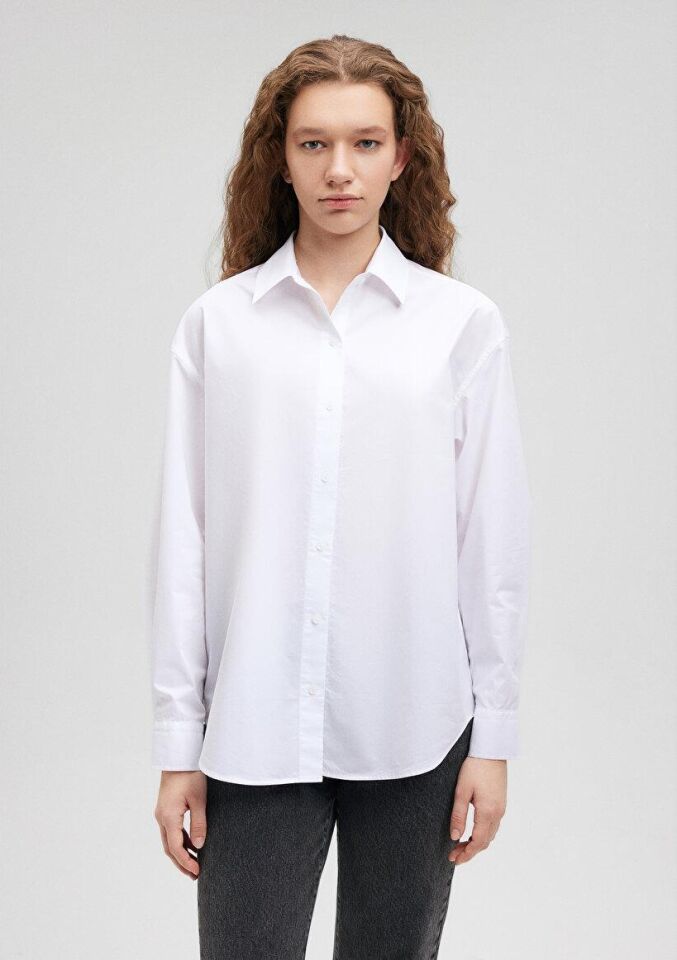 MAVİ KADIN UZUN KOLLU GÖMLEK Beyaz 1210691-620