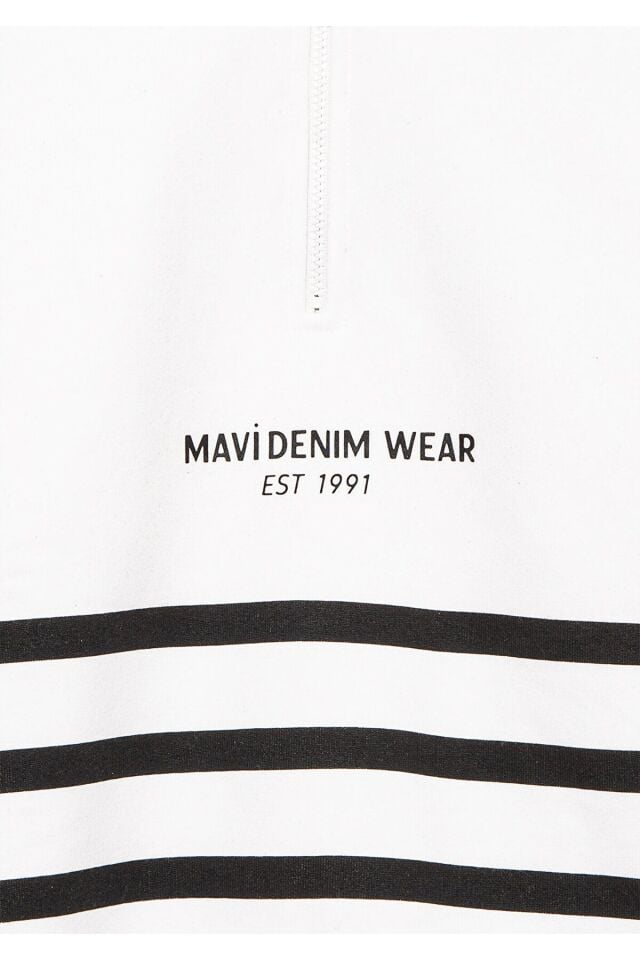 MAVİ ÇOCUK YARI FERMUARLI ÇİZGİLİ SWEATSHIRT Kırık 6S10067-70057