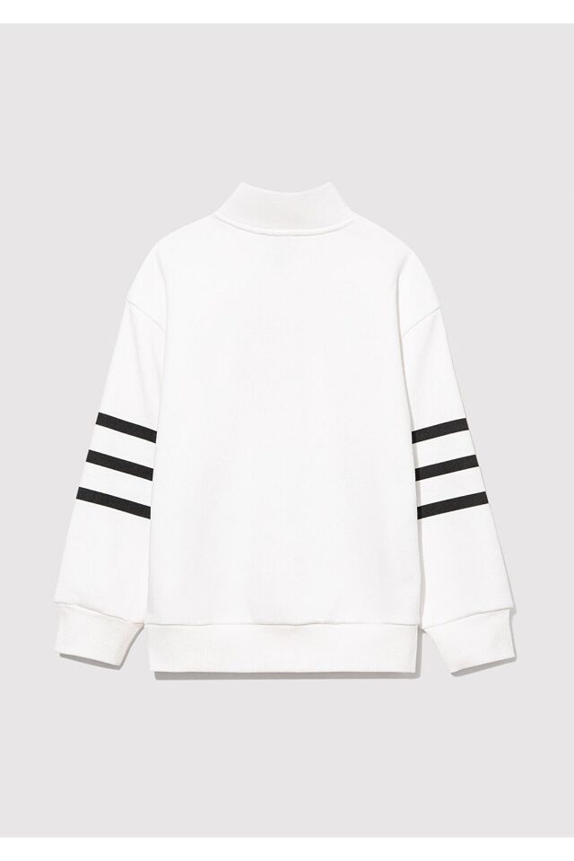 MAVİ ÇOCUK YARI FERMUARLI ÇİZGİLİ SWEATSHIRT Kırık 6S10067-70057