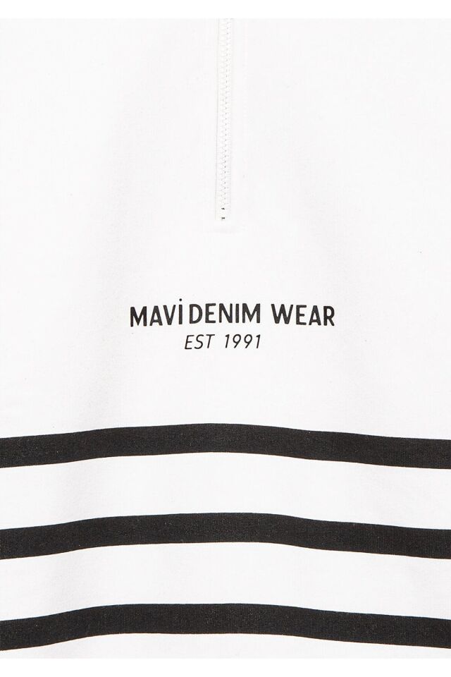 MAVİ ÇOCUK YARI FERMUARLI ÇİZGİLİ SWEATSHIRT Kırık 6S10067-70057