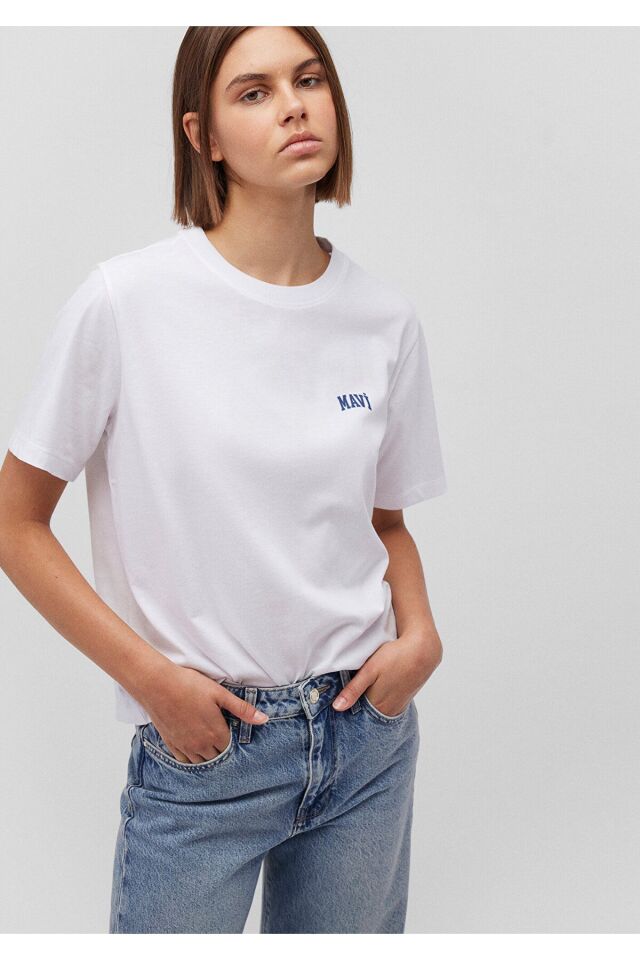 MAVİ KADIN MAVİ LOGO TİŞÖRT Beyaz 1611900-620