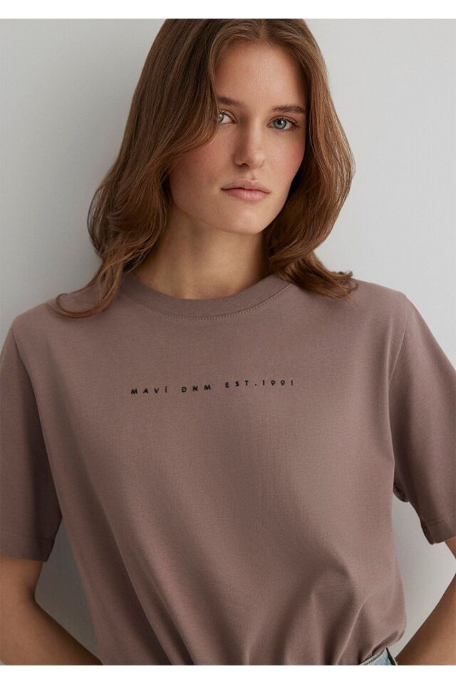 MAVİ KADIN MAVİ BASKILI TİŞÖRT Deep Taupe 1613147-70383