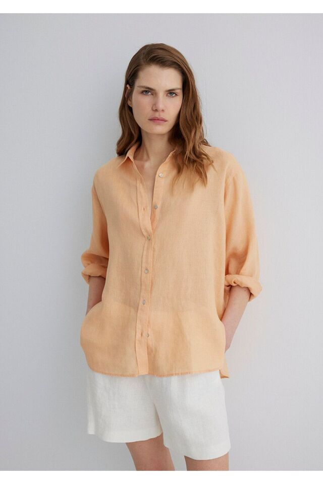 MAVİ KADIN UZUN KOLLU GÖMLEK Caramel Cream 1210747-71219