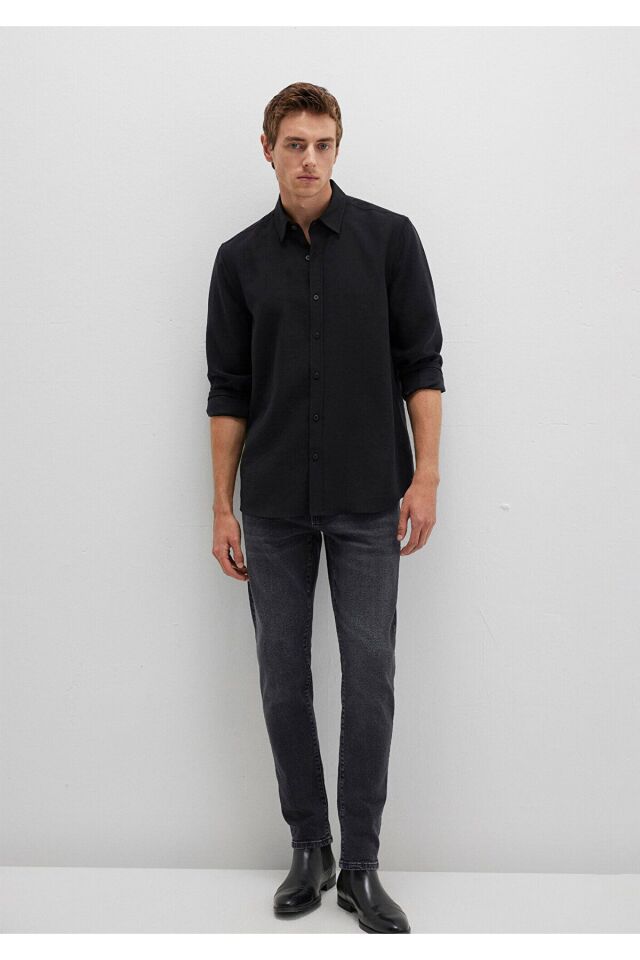 MAVİ ERKEK UZUN KOL GÖMLEK SİYAH 0211659-900