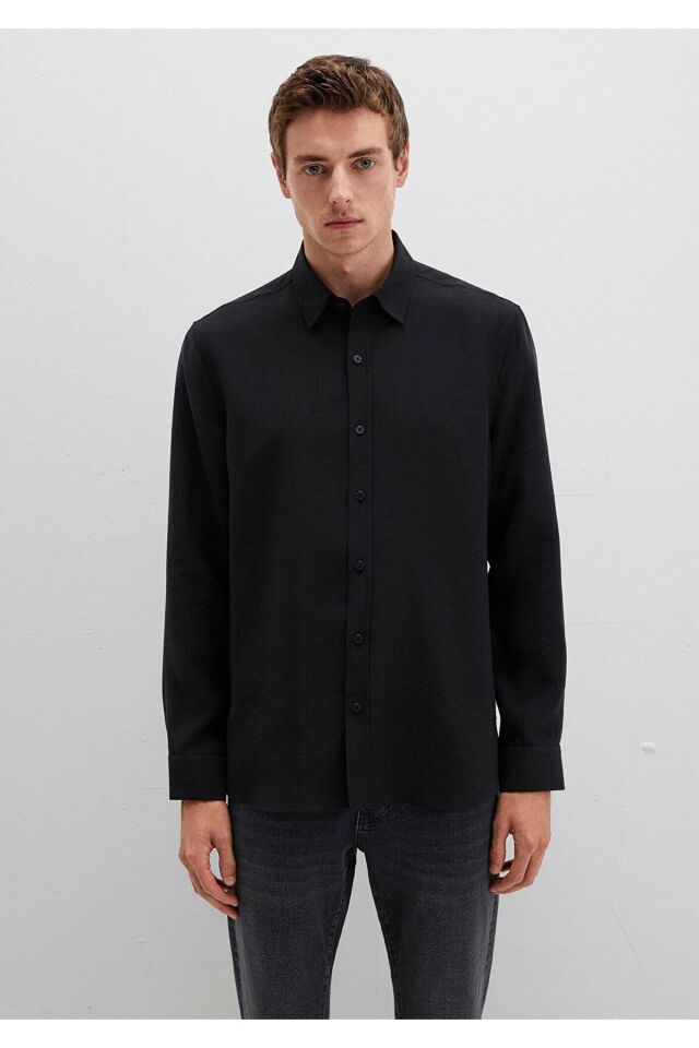 MAVİ ERKEK UZUN KOL GÖMLEK SİYAH 0211659-900
