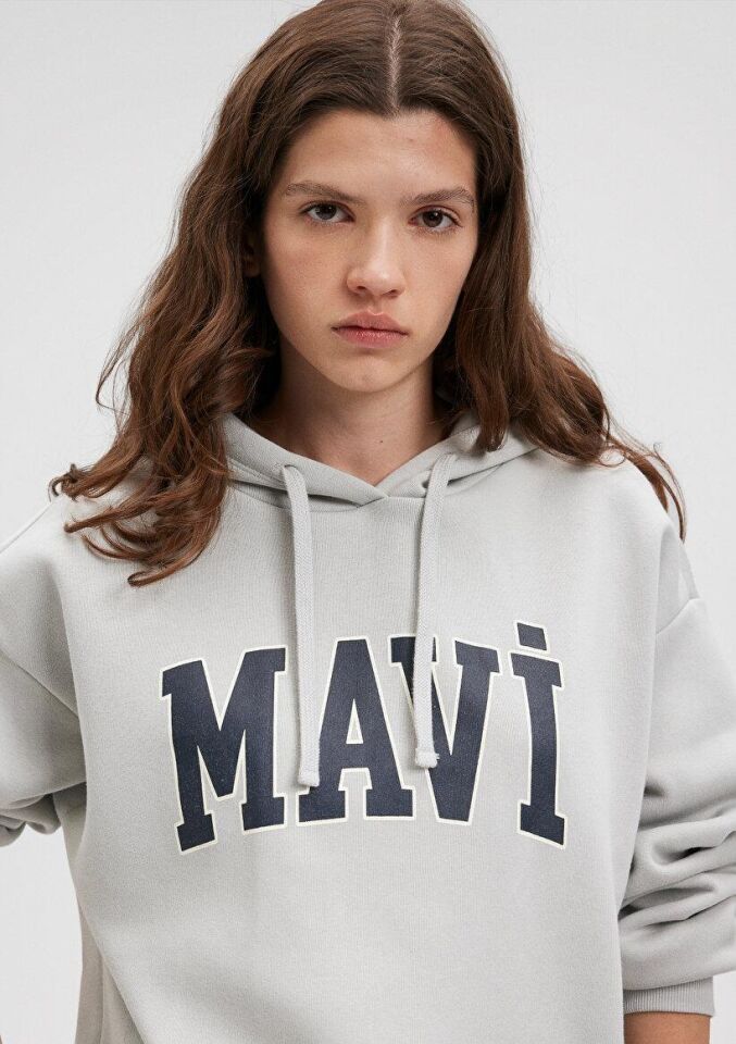 MAVİ KADIN MAVİ LOGO KAPÜŞONLU SWEATSHIRT Açık Gri 1600361-34322