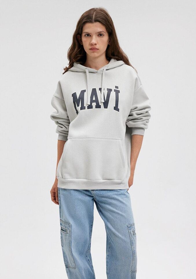 MAVİ KADIN MAVİ LOGO KAPÜŞONLU SWEATSHIRT Açık Gri 1600361-34322
