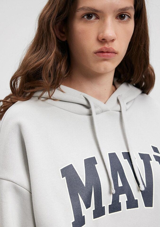 MAVİ KADIN MAVİ LOGO KAPÜŞONLU SWEATSHIRT Açık Gri 1600361-34322