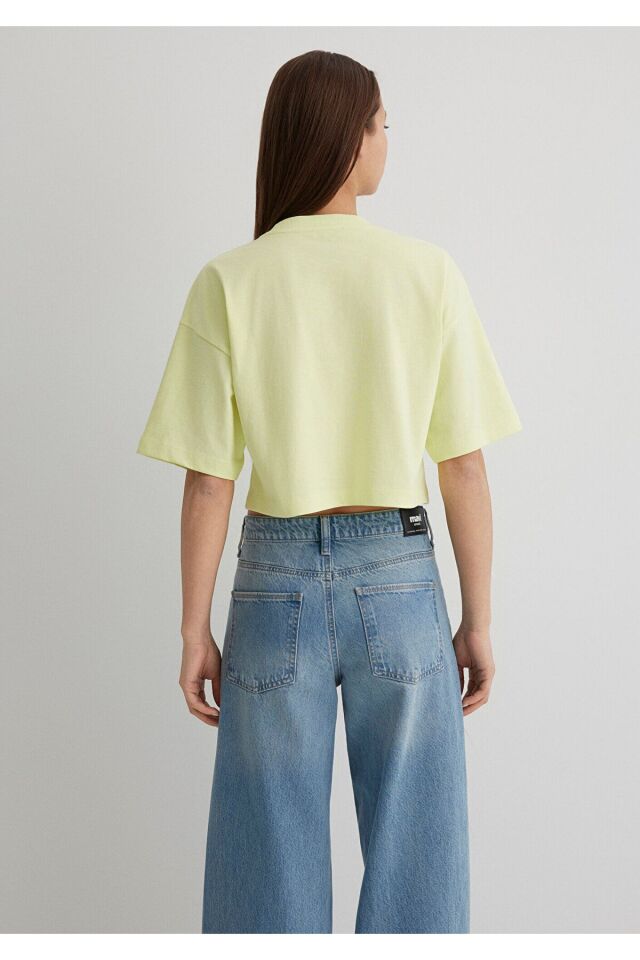 MAVİ KADIN YUVARLAK YAKA KISA KOLLU TİŞÖRT Lime Sar 1611585-71310