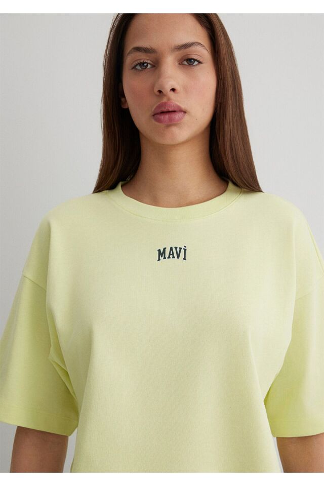 MAVİ KADIN YUVARLAK YAKA KISA KOLLU TİŞÖRT Lime Sar 1611585-71310