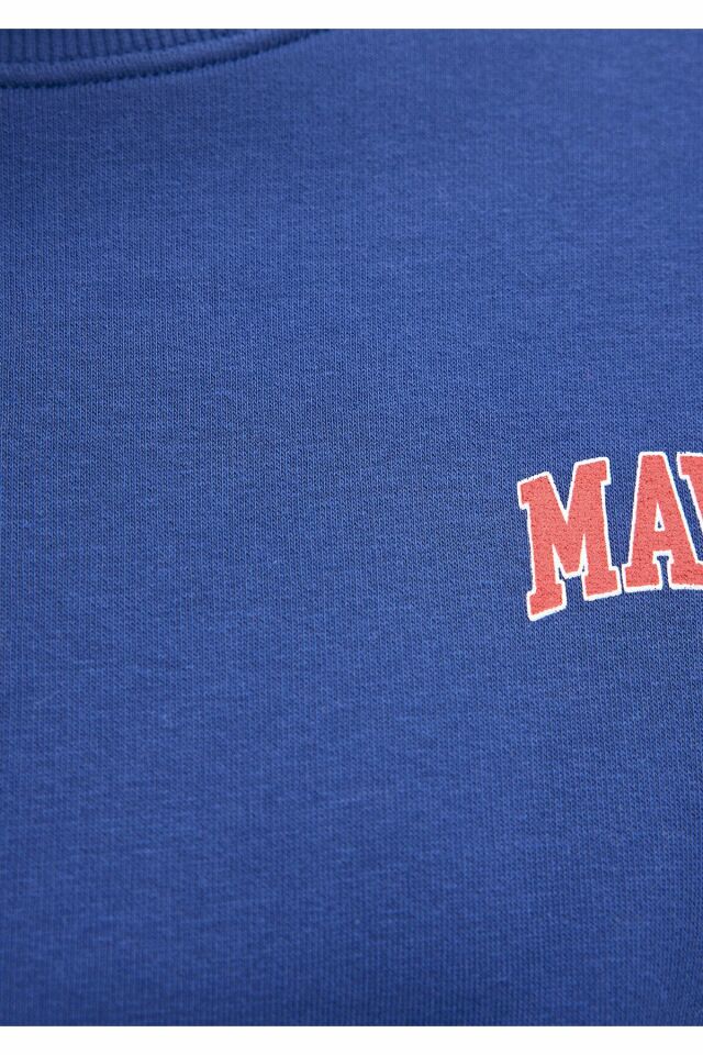 MAVİ KADIN LOGO KISA SWEATSHIRT Koyu Saks Mavi 1611601-70722