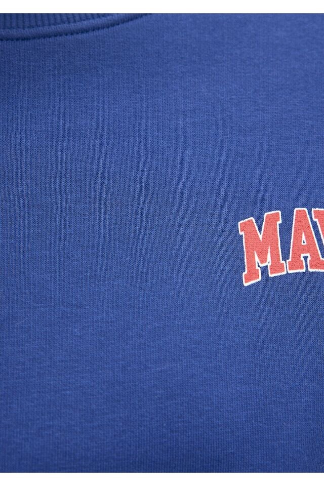 MAVİ KADIN LOGO KISA SWEATSHIRT Koyu Saks Mavi 1611601-70722