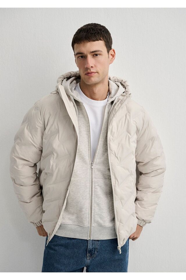 MAVİ ERKEK KAPÜŞONLU CEKET Ay Taşı Beji 0110368-70144