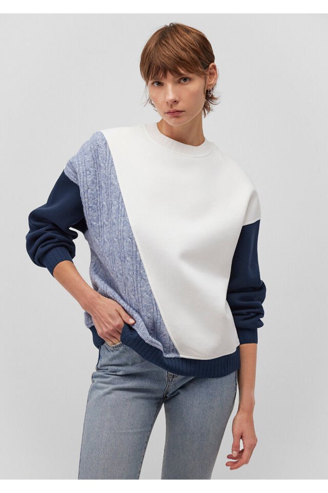 MAVİ KADIN BİSİKLET YAKA SWEATSHIRT Hindistan Ceviz 1S10291-80194