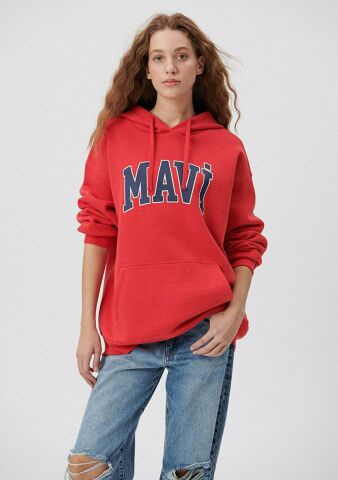 MAVİ KADIN MAVİ LOGO KAPÜŞONLU SWEATSHIRT Acı Kırmı 1600361-82054