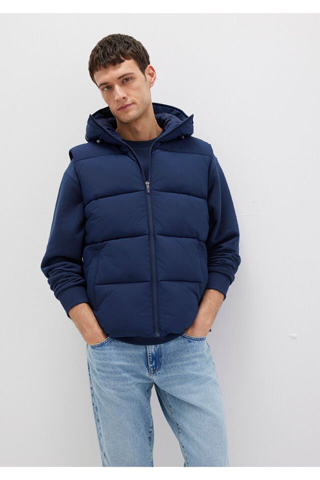 MAVİ ERKEK KAPÜŞONLU YELEK Koyu Lacivert 0110089-82318