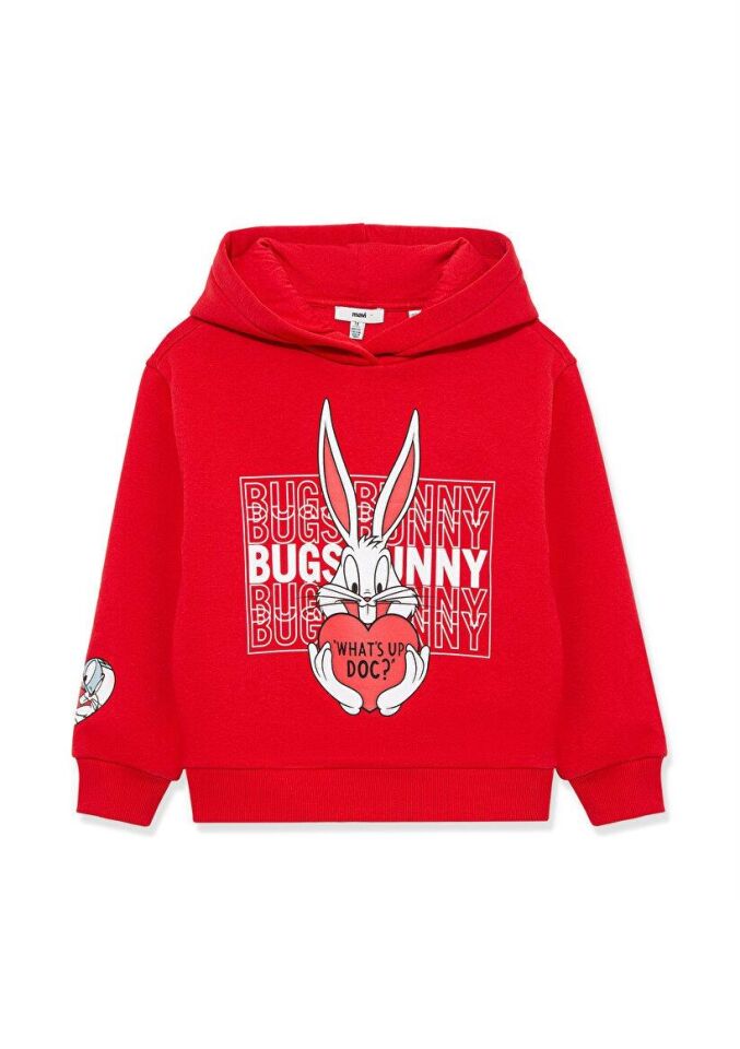 MAVİ ÇOCUK BUGS BUNNY BASKILI KAPÜŞONLU SWEATSHIRT 7S10036-70471