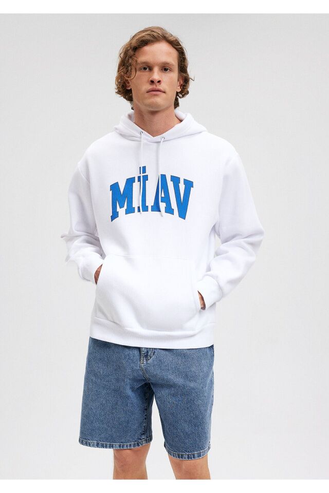 MAVİ ERKEK MİAV KAPÜŞONLU SWEATSHIRT Beyaz 0S10122-620