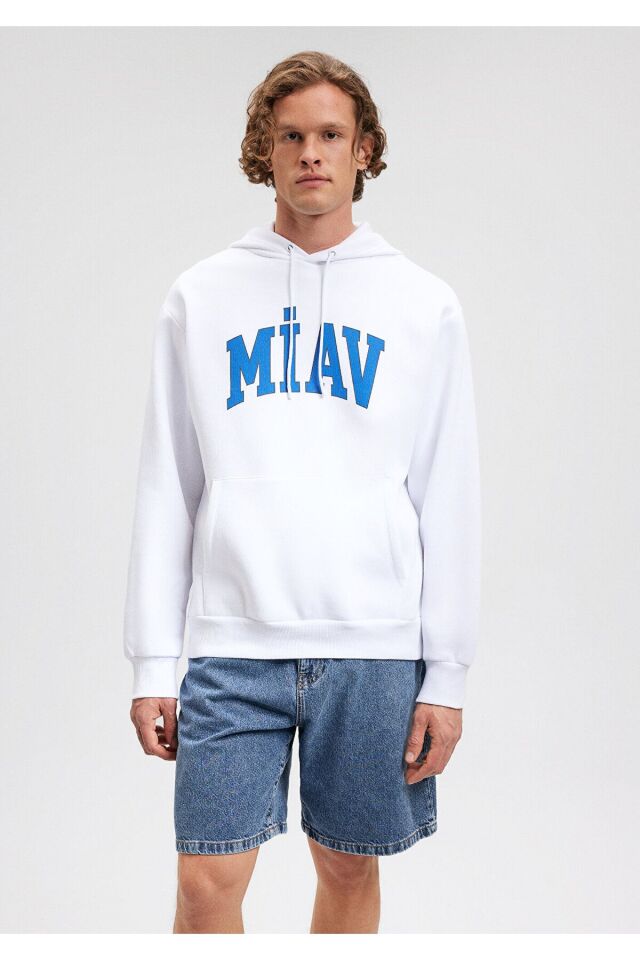 MAVİ ERKEK MİAV KAPÜŞONLU SWEATSHIRT Beyaz 0S10122-620