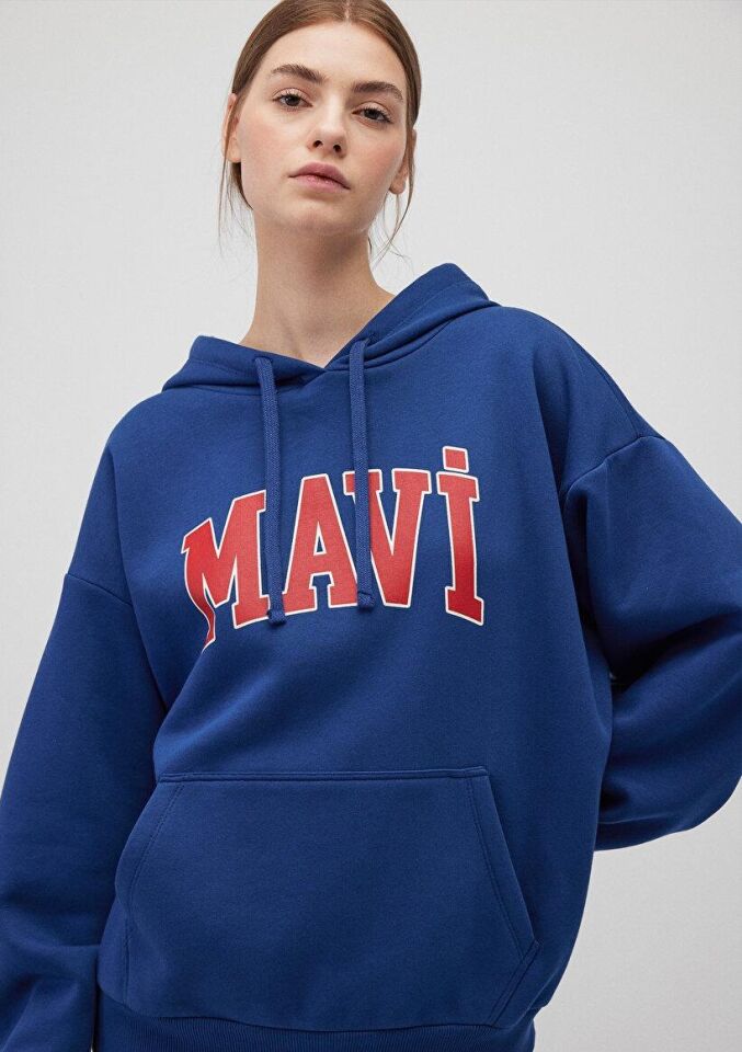 MAVİ KADIN MAVİ LOGO KAPÜŞONLU SWEATSHIRT Koyu Lavi 1600361-82625