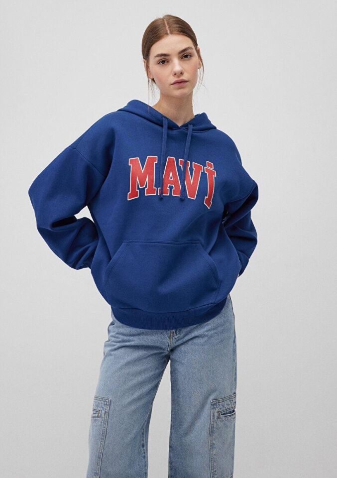 MAVİ KADIN MAVİ LOGO KAPÜŞONLU SWEATSHIRT Koyu Lavi 1600361-82625