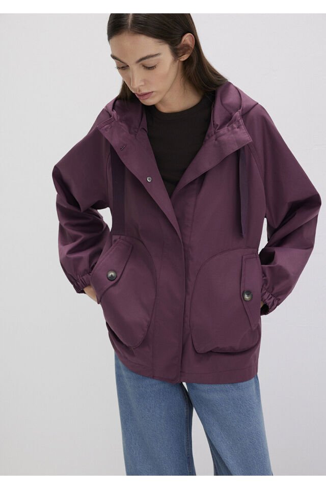 MAVİ KADIN KAPÜŞONLU CEKET Karamel 1110014-70223