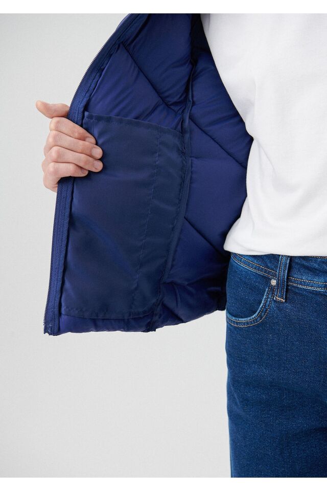 MAVİ KADIN DİK YAKA CEKET Derin Mavi 110698-70491