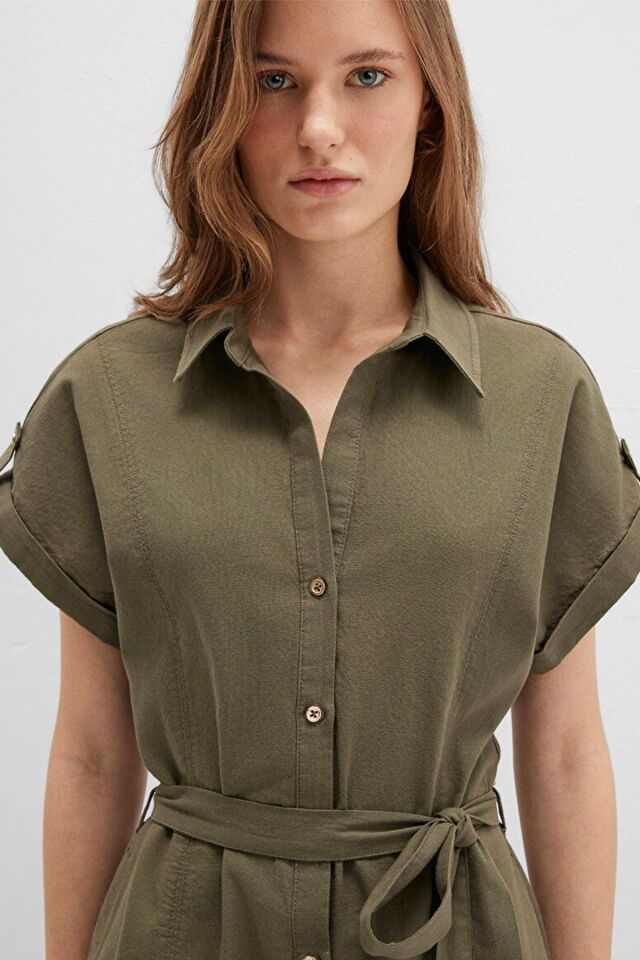 MAVİ KADIN DOKUMA MİNİ ELBİSE IVY GREEN 1310723-71549