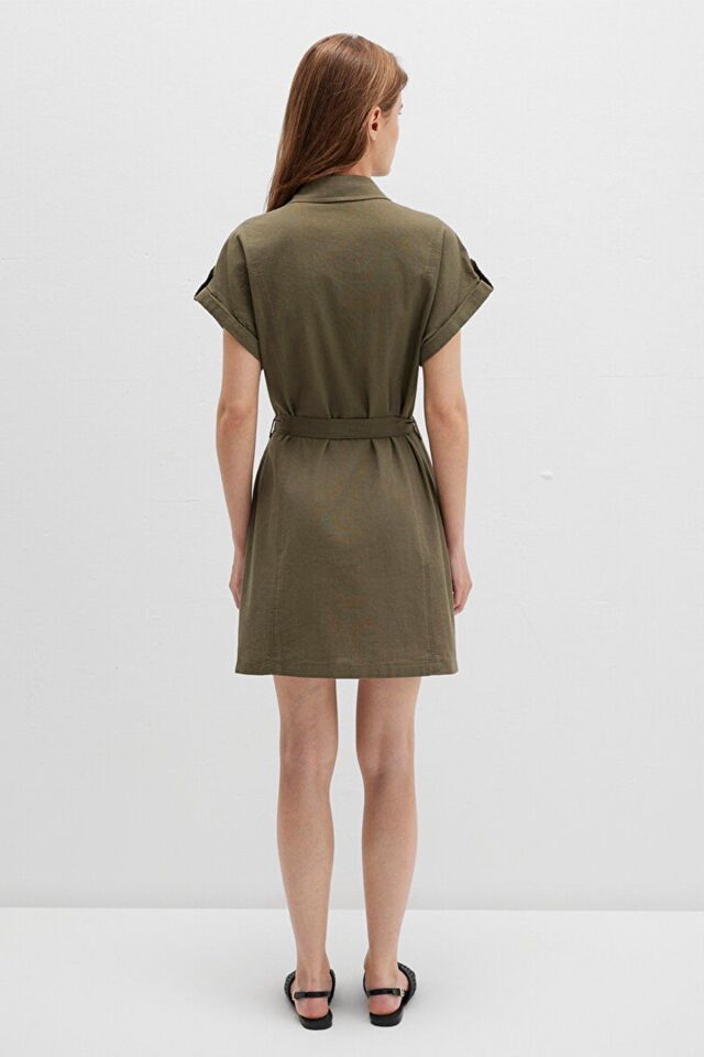 MAVİ KADIN DOKUMA MİNİ ELBİSE IVY GREEN 1310723-71549