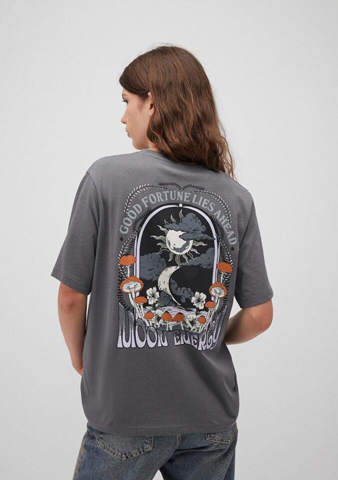 MAVİ KADIN GRAFIK BASKILI TİŞÖRT Koyu Deniz Mavi 1612606-80776