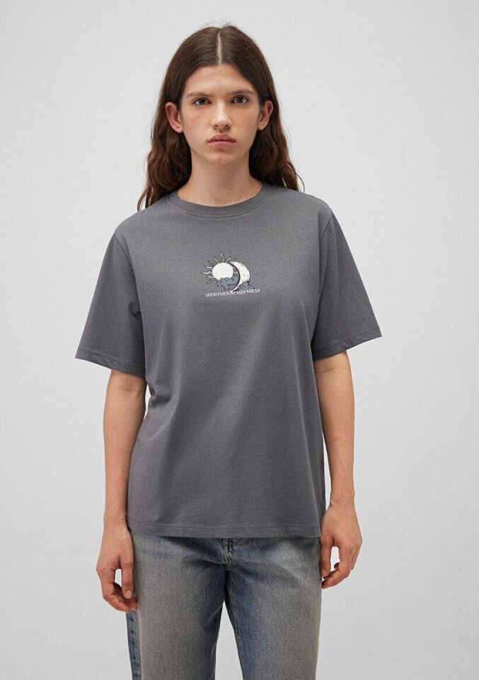 MAVİ KADIN GRAFIK BASKILI TİŞÖRT Koyu Deniz Mavi 1612606-80776