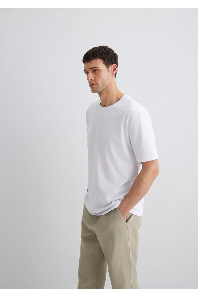 MAVİ ERKEK BİSİKLET YAKA TİŞÖRT Beyaz 0611596-620