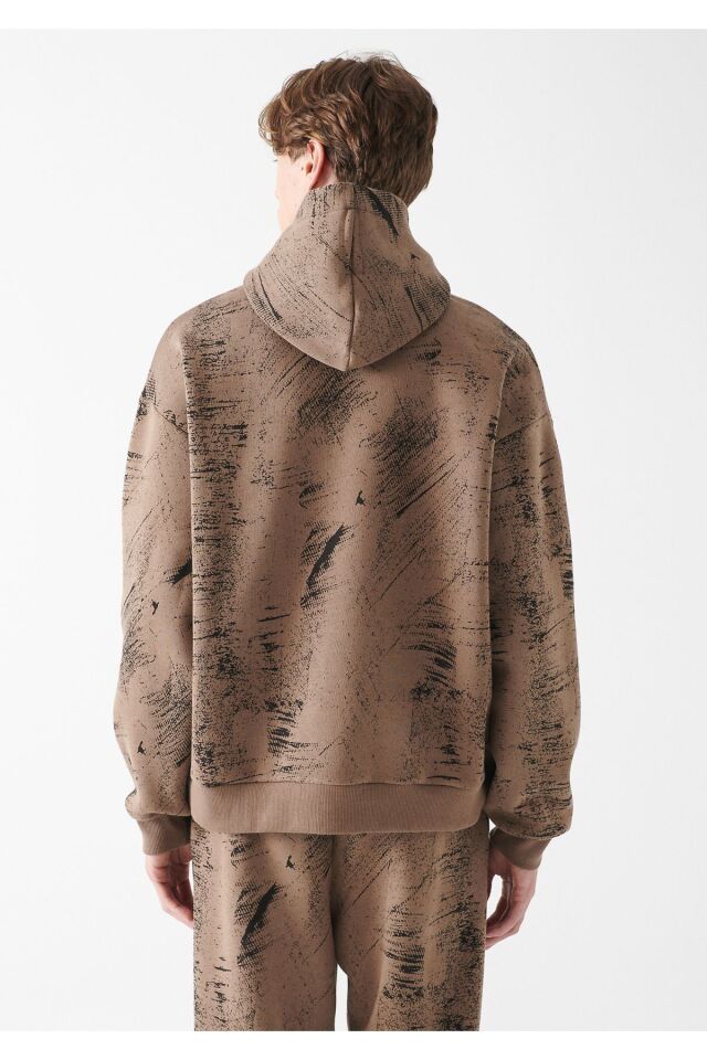 MAVİ ERKEK PRO BASKILI KAPÜŞONLU SWEATSHIRT Kahverengi 0611047-70389