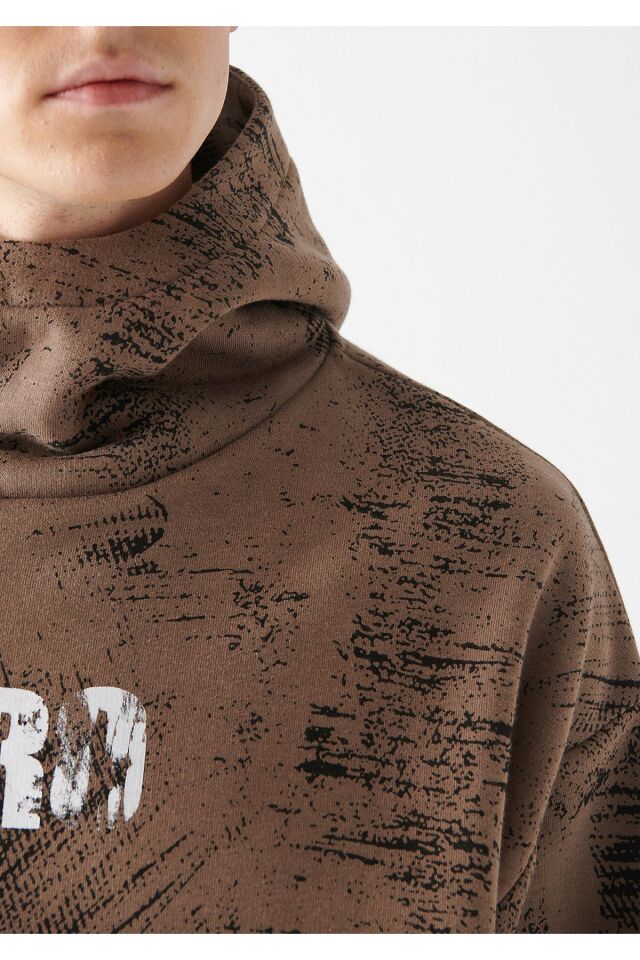 MAVİ ERKEK PRO BASKILI KAPÜŞONLU SWEATSHIRT Kahverengi 0611047-70389