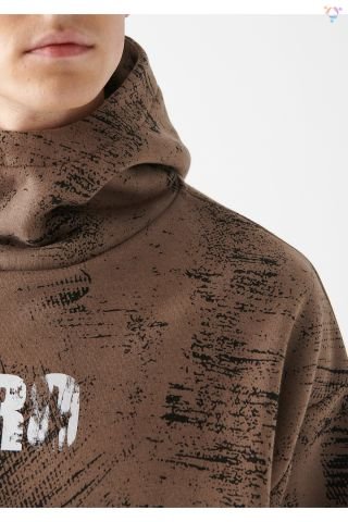MAVİ ERKEK PRO BASKILI KAPÜŞONLU SWEATSHIRT Kahverengi 0611047-70389