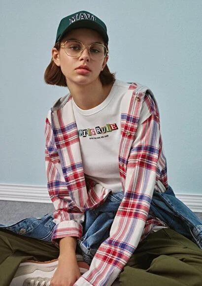 MAVİ KADIN UZUN KOL GÖMLEK Kırmızı Ekose 1210248-85365