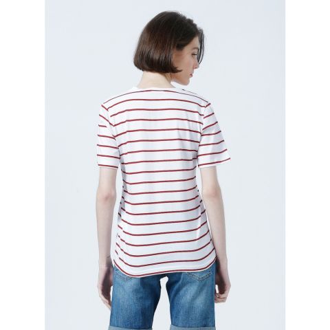 FASHİON FRİENDS KADIN V Yaka Çizgili T-Shirt 22Y0067K1