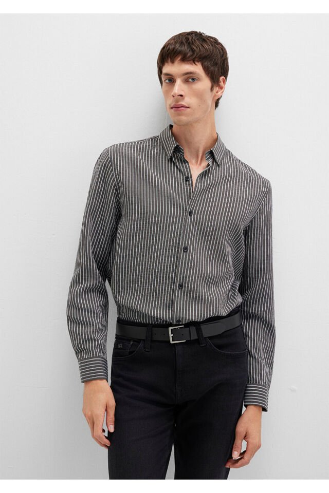 MAVİ ERKEK ÇİZGİLİ GÖMLEK antrasit stripe as is 0211669-90902