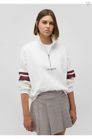 MAVİ KADIN YARIM FERMUARLI SWEATSHIRT Kırık Beyaz 1S10171-70057